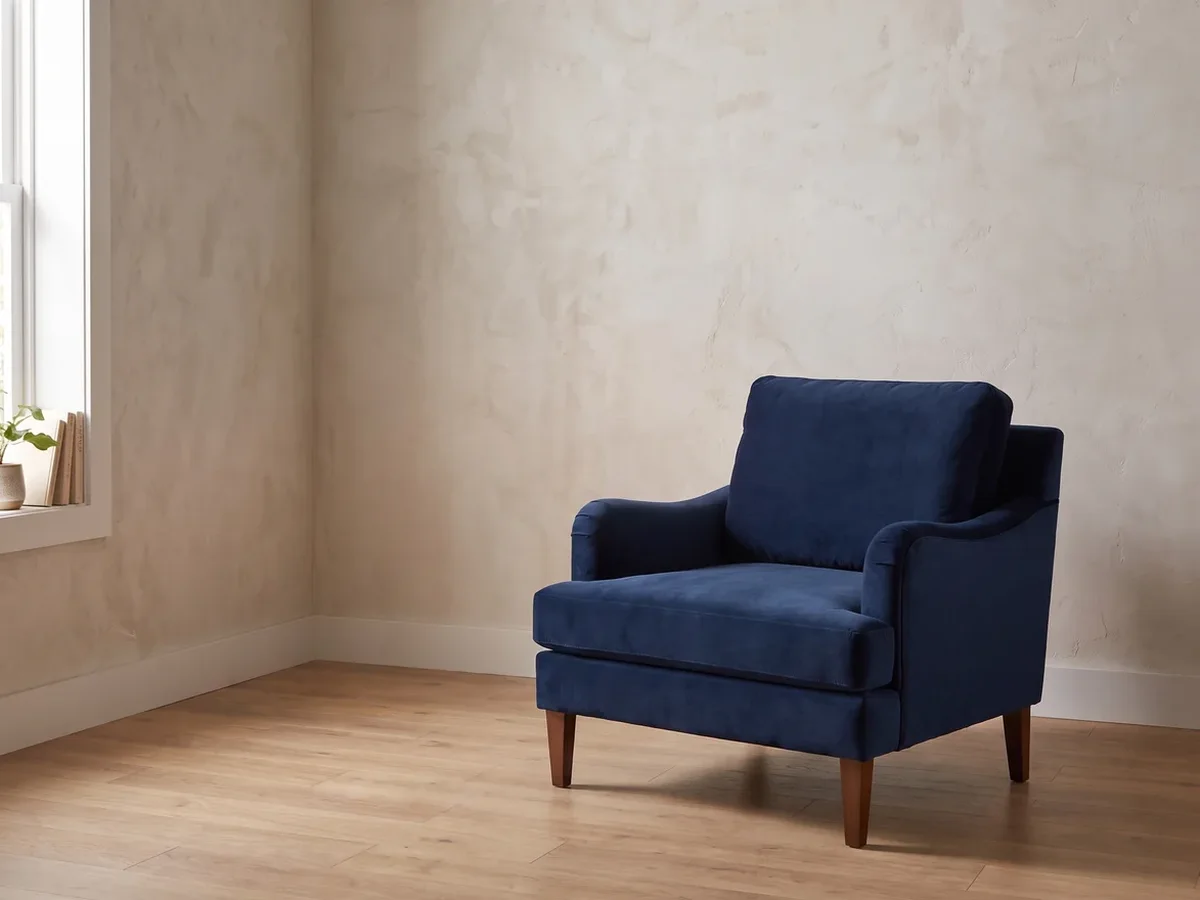 Furniture composited into a styled lifestyle room scene — Before Editing